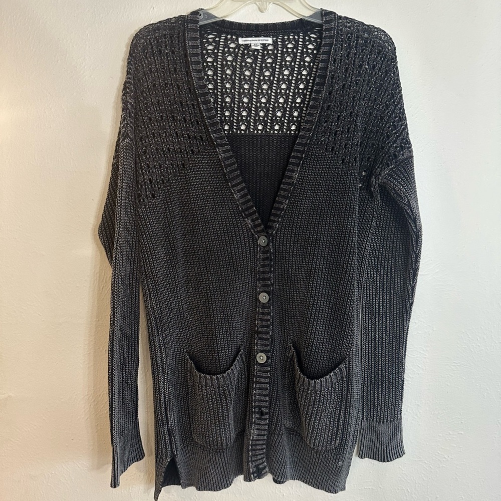 American Eagle Black Cardigan Sweater